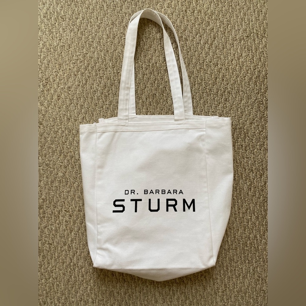 DR. BARBARA STURM WHITE CANVAS COTTON TOTE